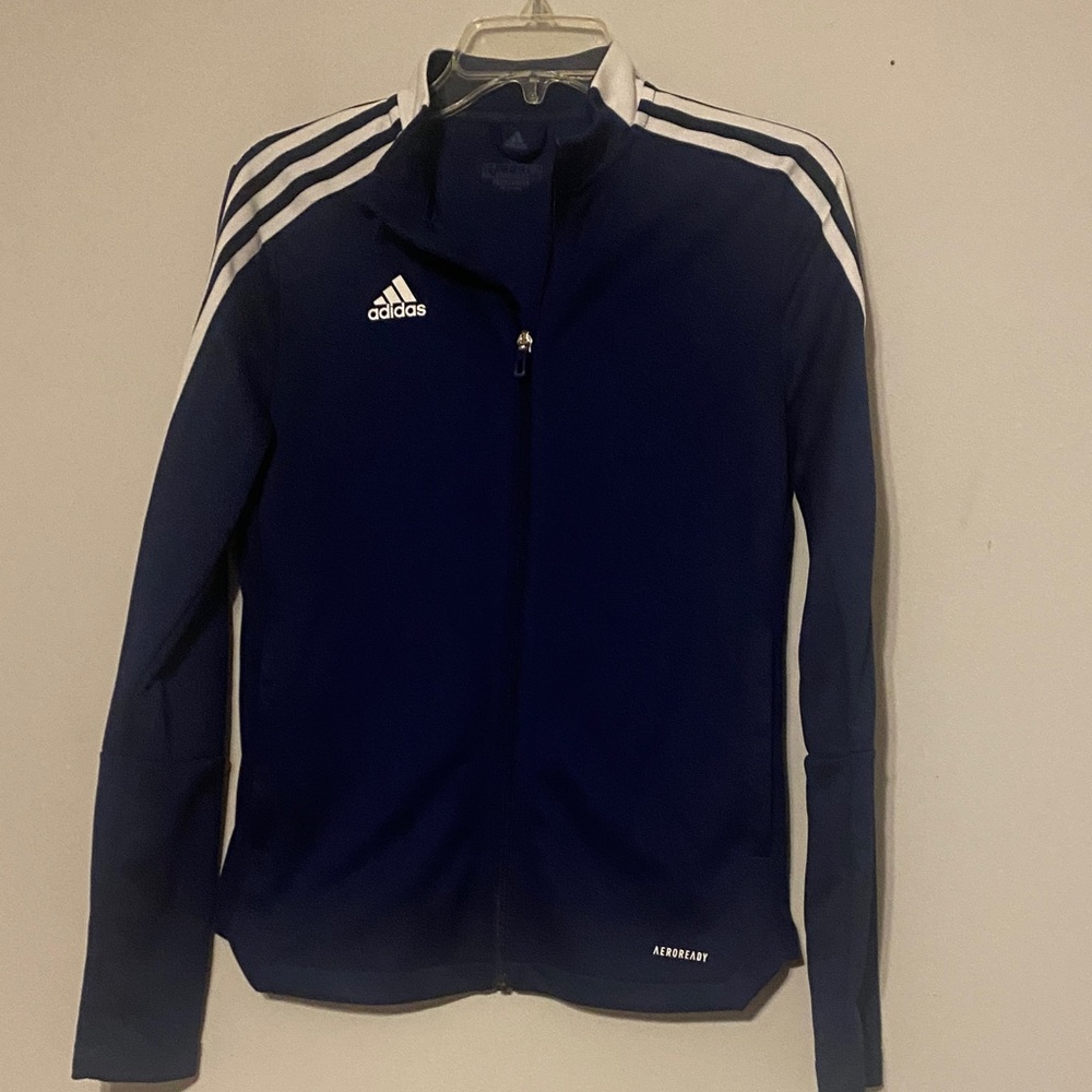 Adidas Navy Blue and White Women's Jacket